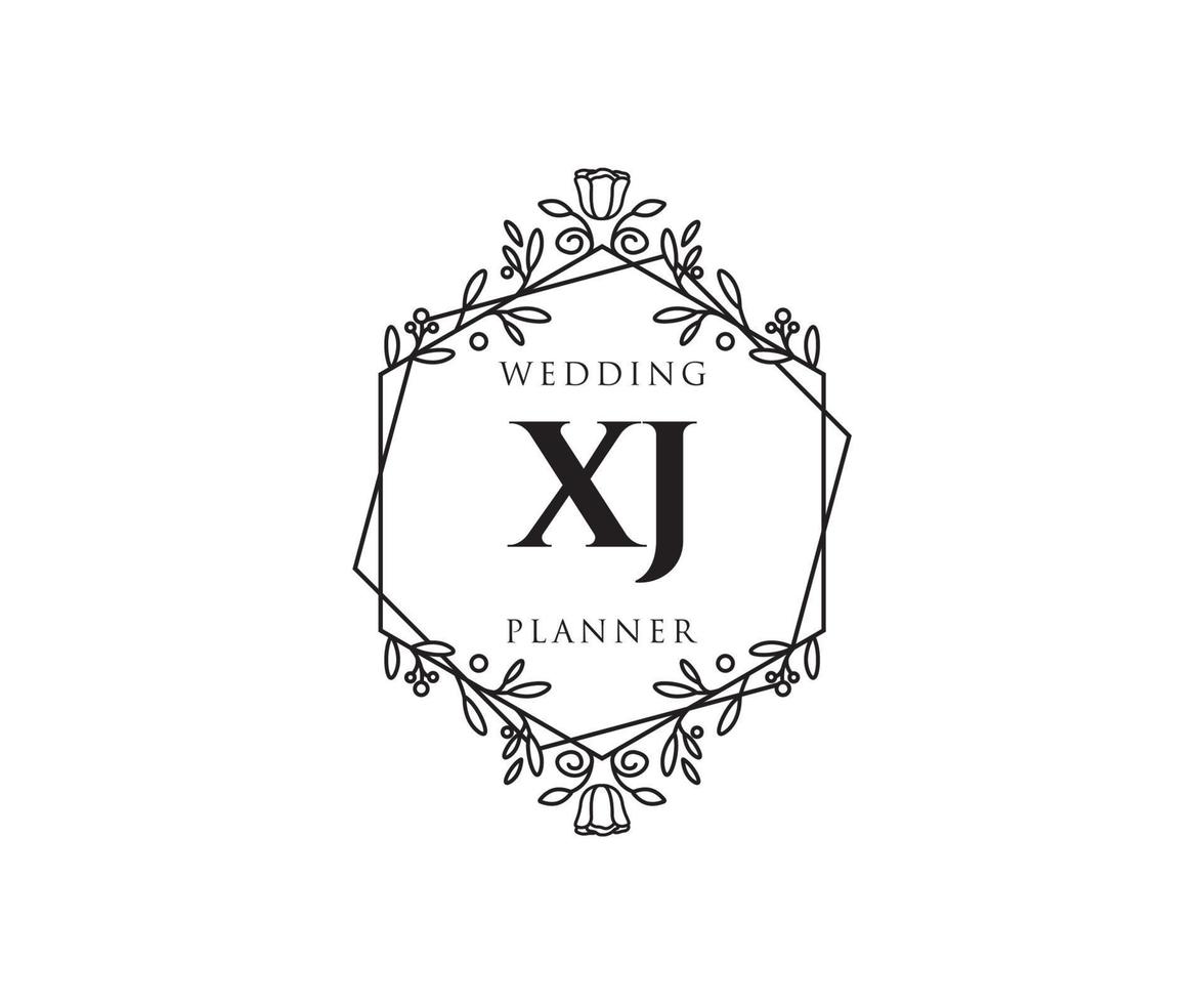 xj initialer brev bröllop monogram logotyper samling, hand dragen modern minimalistisk och blommig mallar för inbjudan kort, spara de datum, elegant identitet för restaurang, boutique, Kafé i vektor