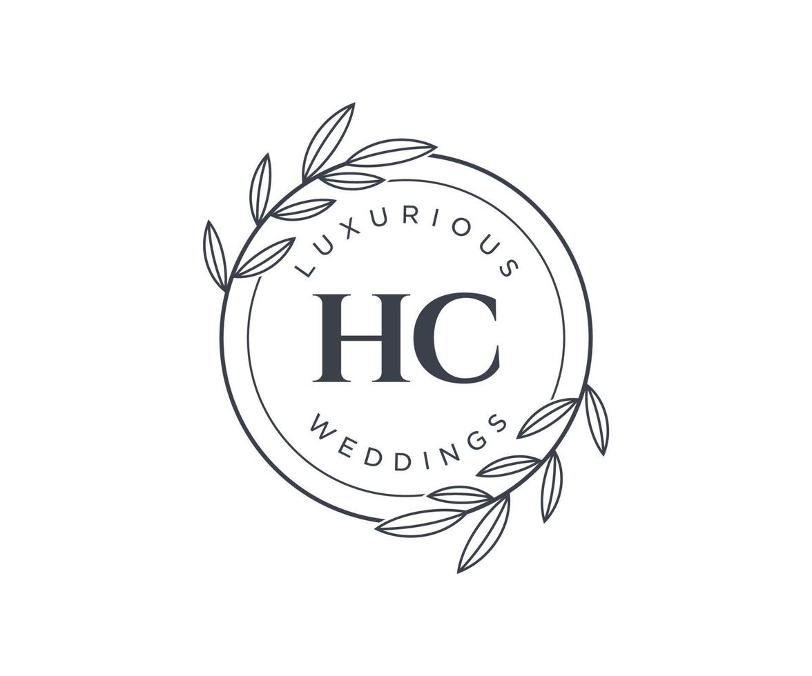 hc initialer brev bröllop monogram logotyper mall, hand dragen modern minimalistisk och blommig mallar för inbjudan kort, spara de datum, elegant identitet. vektor