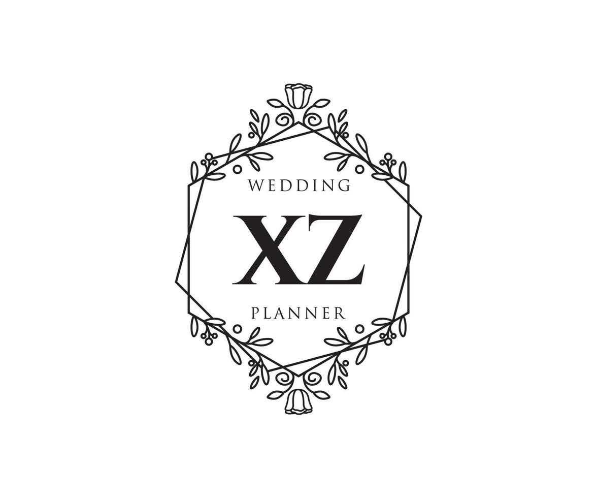xz initialer brev bröllop monogram logotyper samling, hand dragen modern minimalistisk och blommig mallar för inbjudan kort, spara de datum, elegant identitet för restaurang, boutique, Kafé i vektor