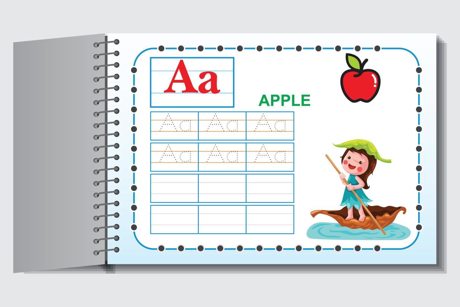 abc kinderarbeitsblätter für schüler mit karikatur und buntem hintergrund vektor