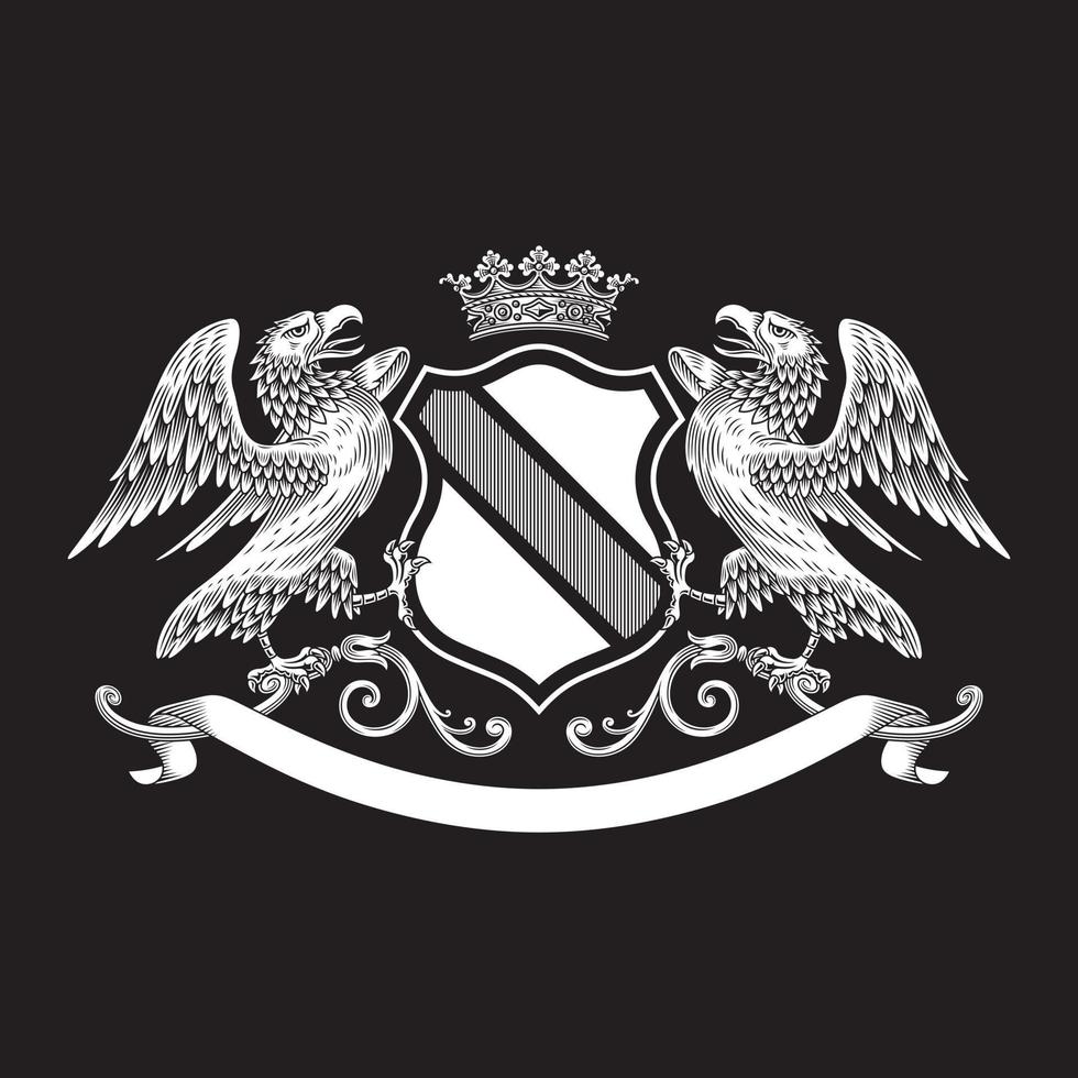 heraldisk Örn täcka av vapen med skydda och krona vektor