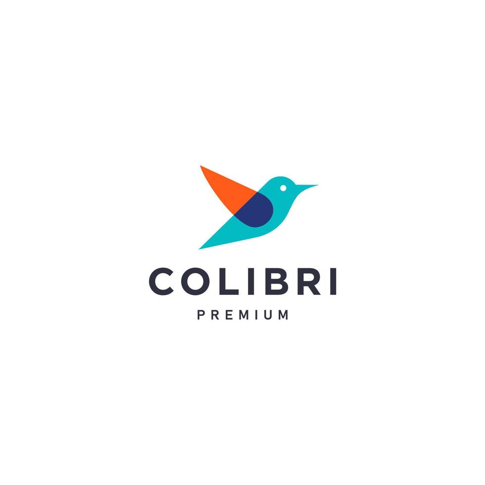 Kolibri-Kolibri-Vogel-Logo-Vektorsymbol-Illustration im trendigen, farbenfrohen, geometrischen Stil vektor