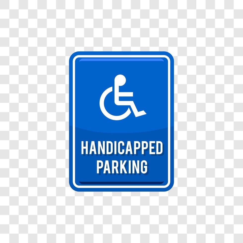 rullstol, handikappade parkering hänga märka tillgång tecken platt blå vektor ikon för appar och skriva ut illustration