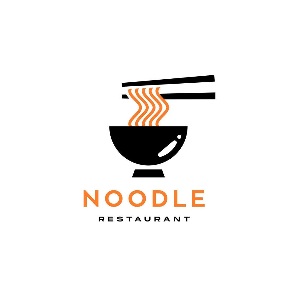 nudel med matpinne logotyp ikon design för ett asiatisk restaurang företag vektor