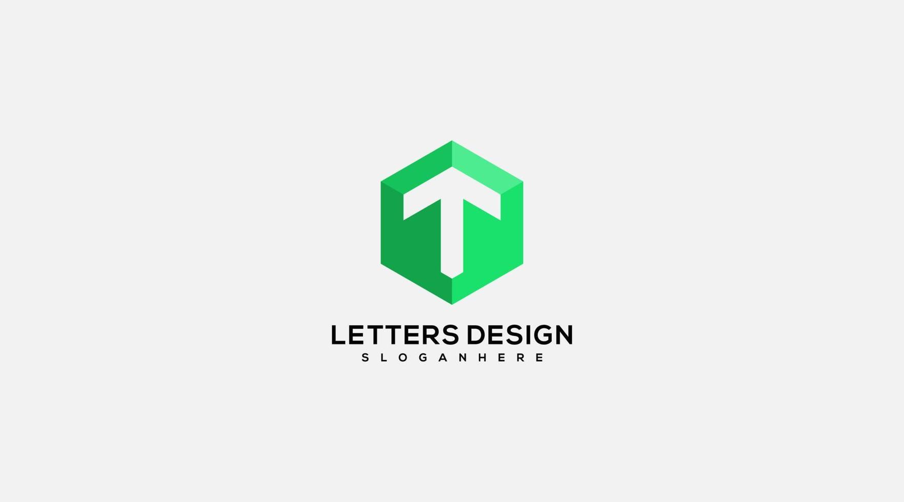 första brev t logotyp design i sexhörning form vektor