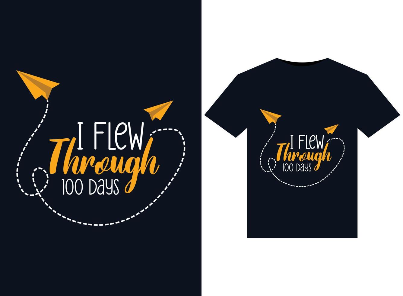 ich flog durch 100 tage illustrationen für druckfertige t-shirt-designs vektor