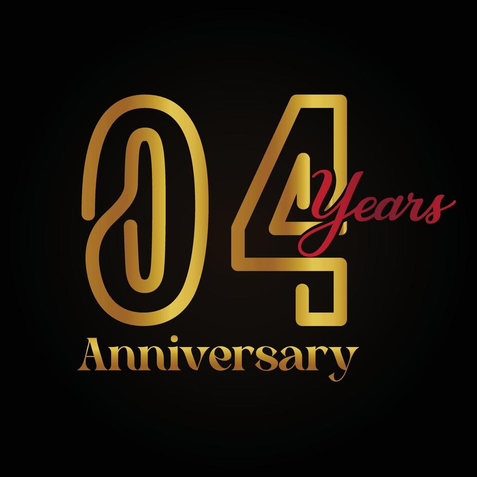 04:e årsdag firande logotyp med handstil gyllene och röd Färg elegant design . vektor årsdag för firande, inbjudan kort, och hälsning kort.