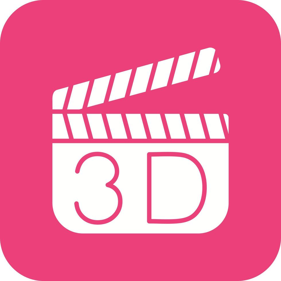 3D-Film-Glyphe mit runder Ecke Hintergrundsymbol vektor