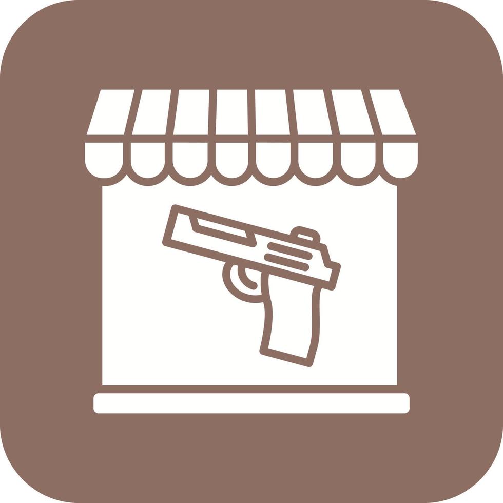 pistol affär glyf runda hörn bakgrund ikon vektor