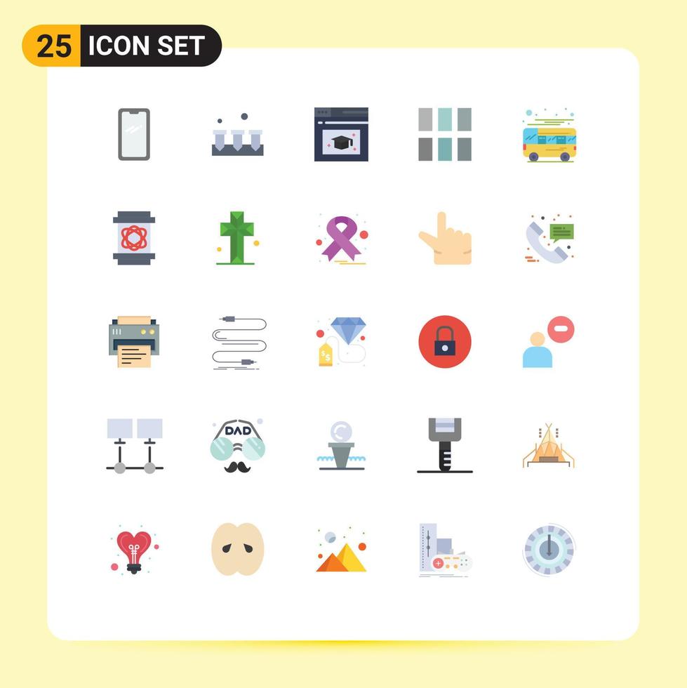 modern uppsättning av 25 platt färger pictograph av buss layout hårdvara bild redigering redigerbar vektor design element