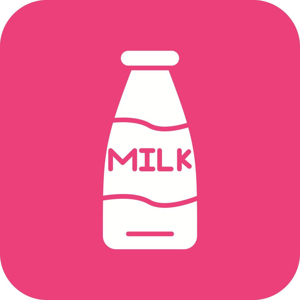 mjölk flaska glyf runda hörn bakgrund ikon vektor