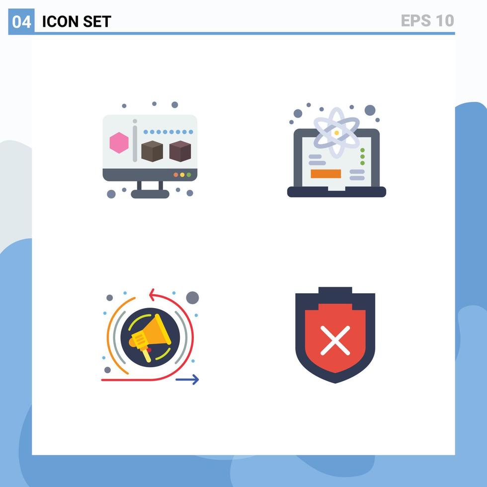 4 universell platt ikoner uppsättning för webb och mobil tillämpningar kub seo Tal dator vetenskap skydda redigerbar vektor design element