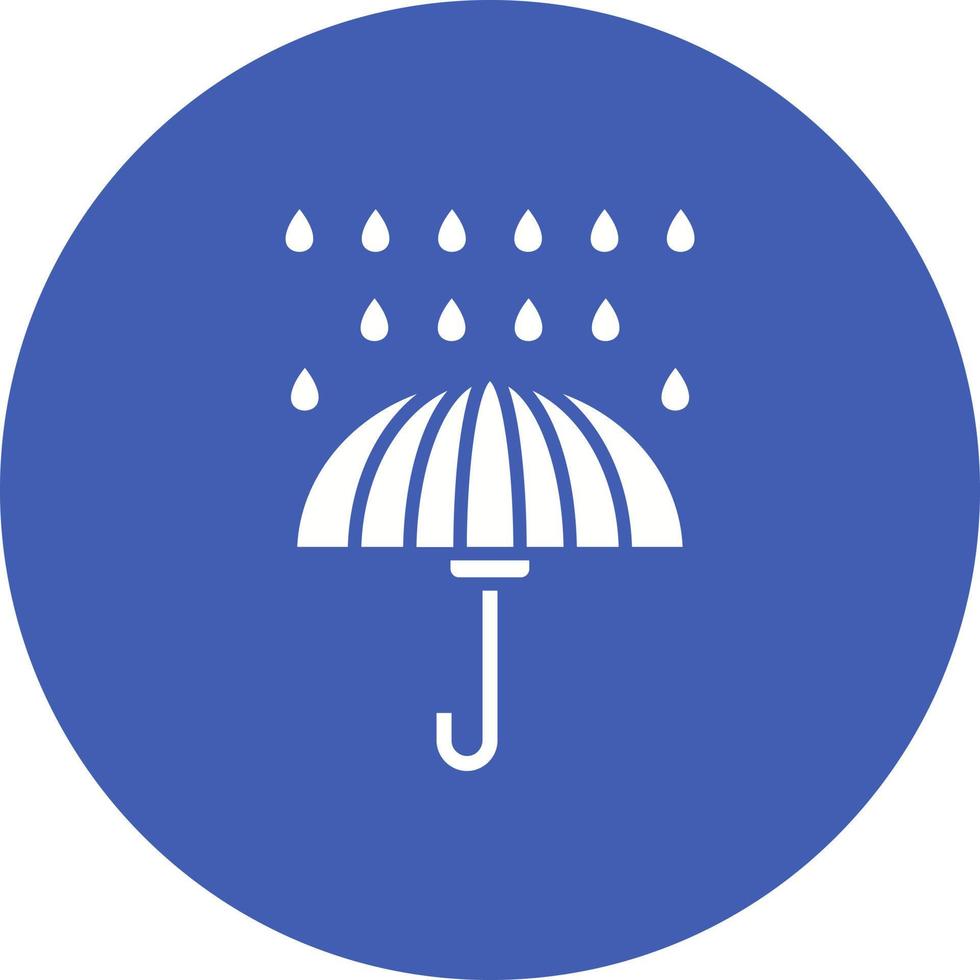 Regenschirm mit Regentropfen-Glyphen-Kreissymbol vektor