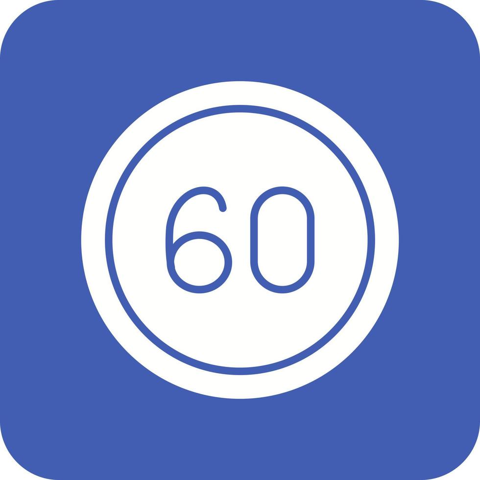 60 Geschwindigkeitsbegrenzung Glyphe Hintergrundsymbol mit runder Ecke vektor
