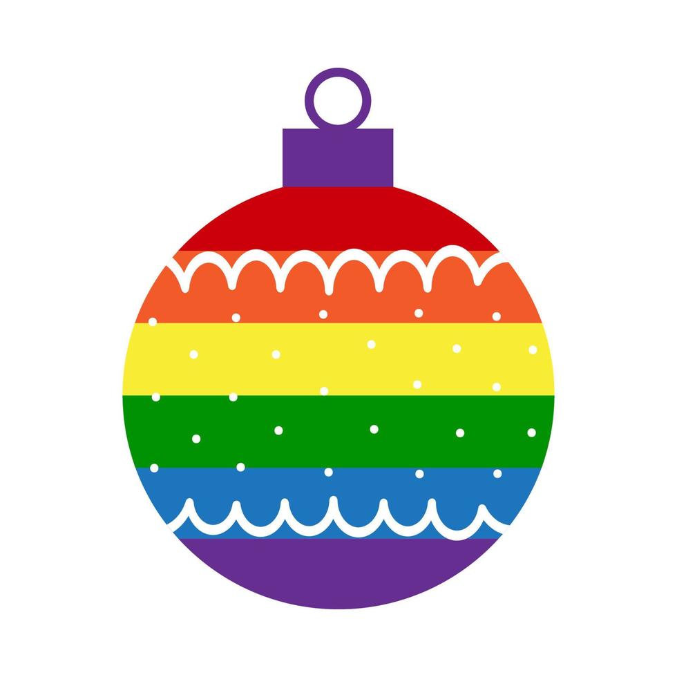 regenbogen lgbt weihnachtskugeldekoration mit verzierung vektor