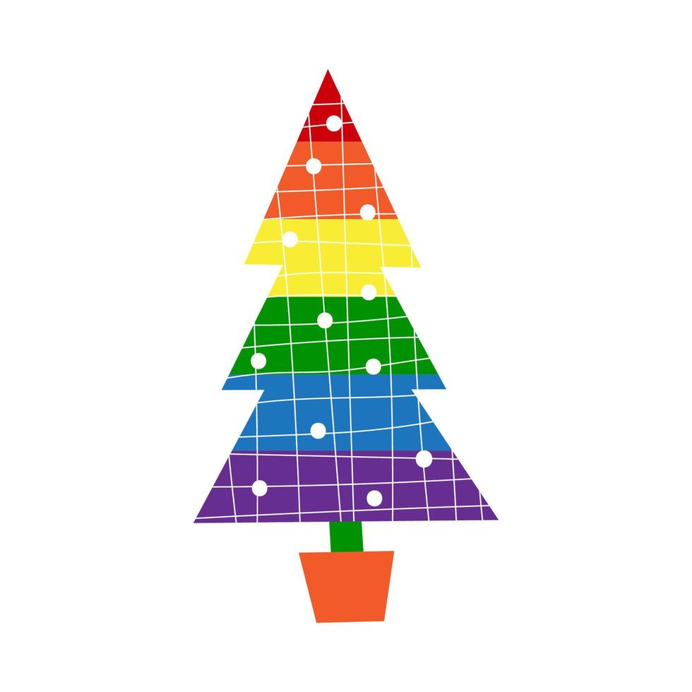 lgbt-weihnachtsbaum mit regenbogen- und homosexuellen symbolen vector flachen illustrationssatz. Frohe homosexuelle Weihnachten und ein frohes neues Jahr-Konzept. elemente für stolzkarten, poster, muster, geschenke.