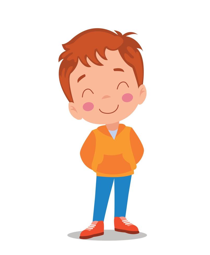 vektor illustration av liten pojke med leende Lycklig ansikte uttryck