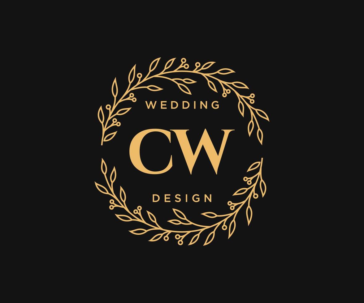 cw initialer brev bröllop monogram logotyper samling, hand dragen modern minimalistisk och blommig mallar för inbjudan kort, spara de datum, elegant identitet för restaurang, boutique, Kafé i vektor