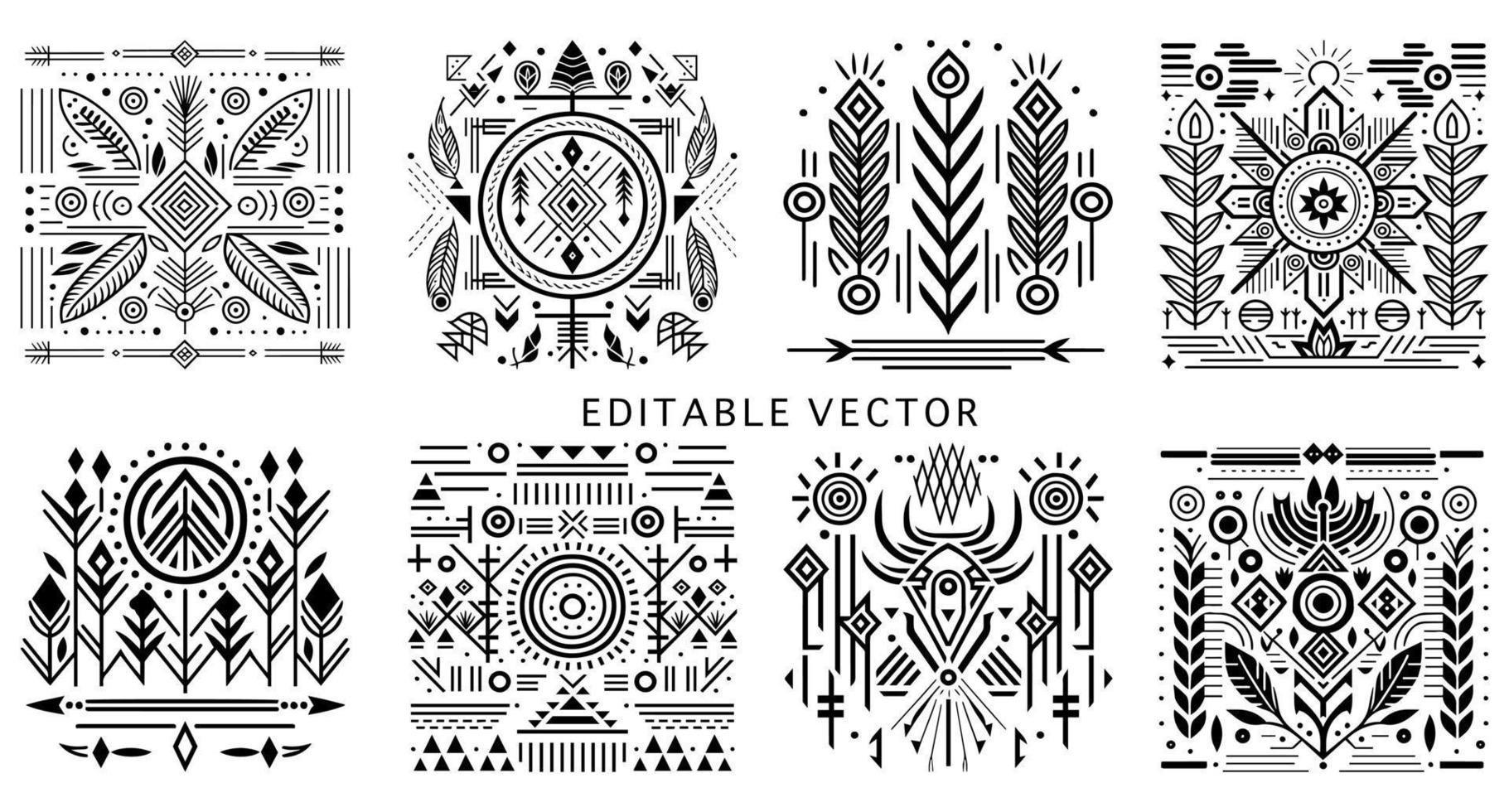 stam- texturer mönster grafisk design tatuering logotyp redigerbar vektor