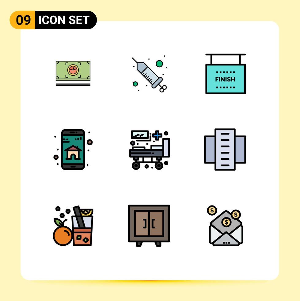 användare gränssnitt packa av 9 grundläggande fylld linje platt färger av sjukhus mobil app slutet smart app redigerbar vektor design element