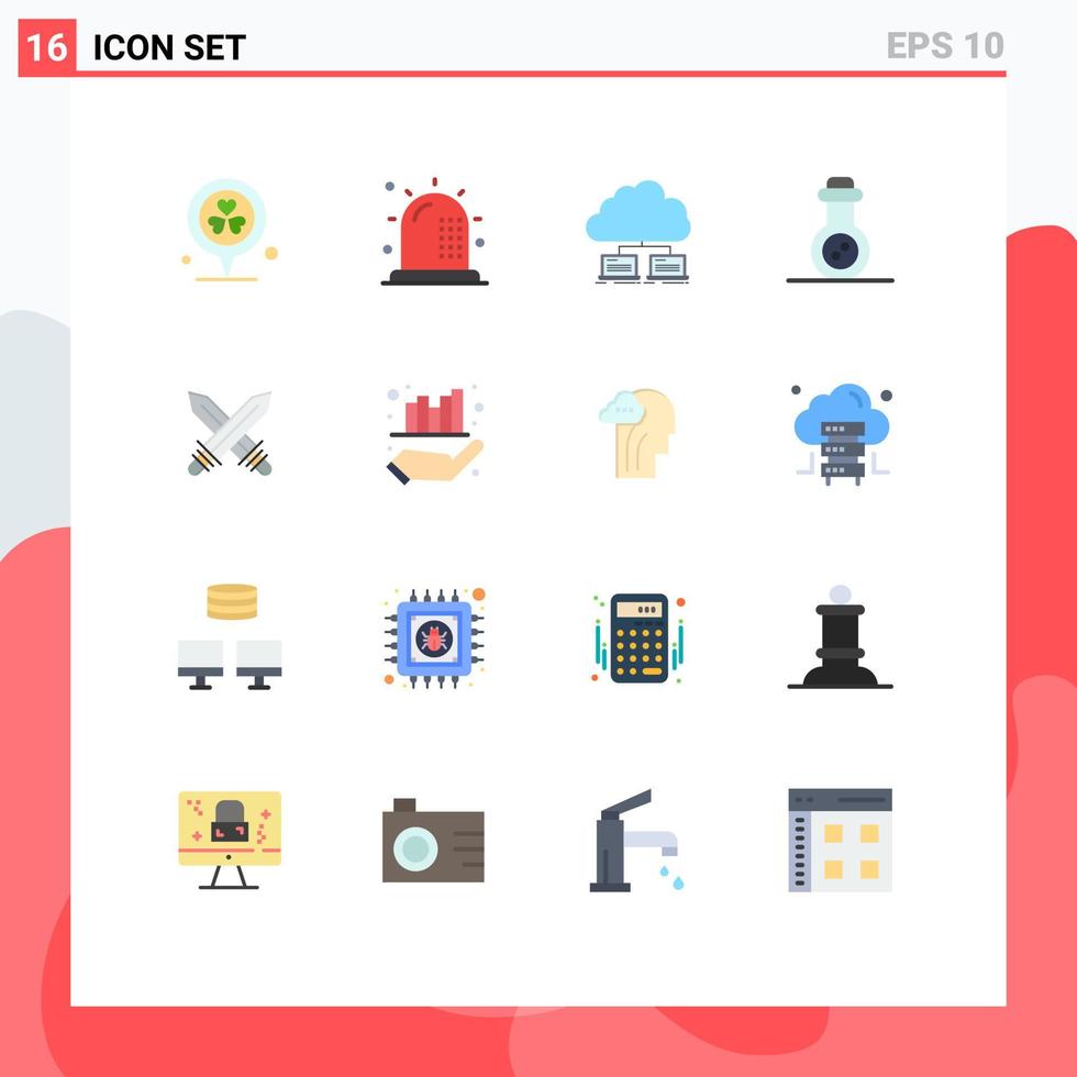 mobil gränssnitt platt Färg uppsättning av 16 piktogram av svärd massa vapen hälsa bakterie internet redigerbar packa av kreativ vektor design element