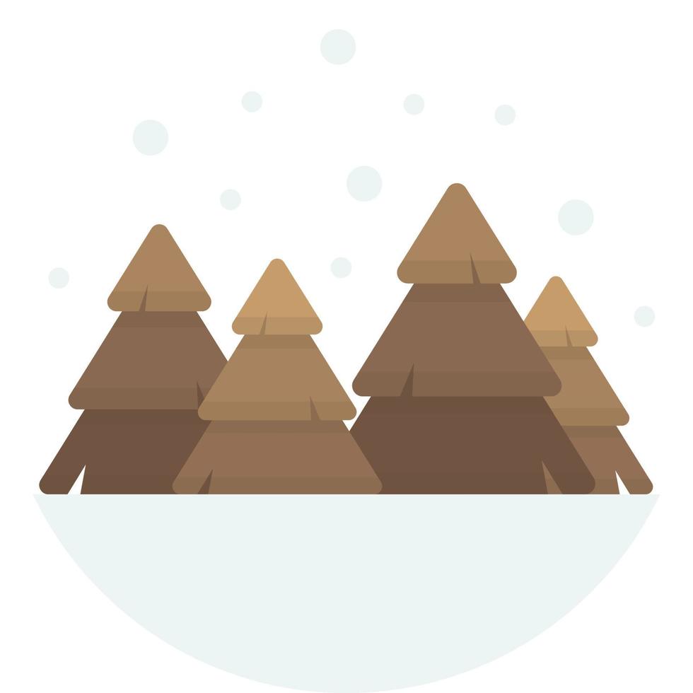 jul träd och snö illustration i minimal stil vektor