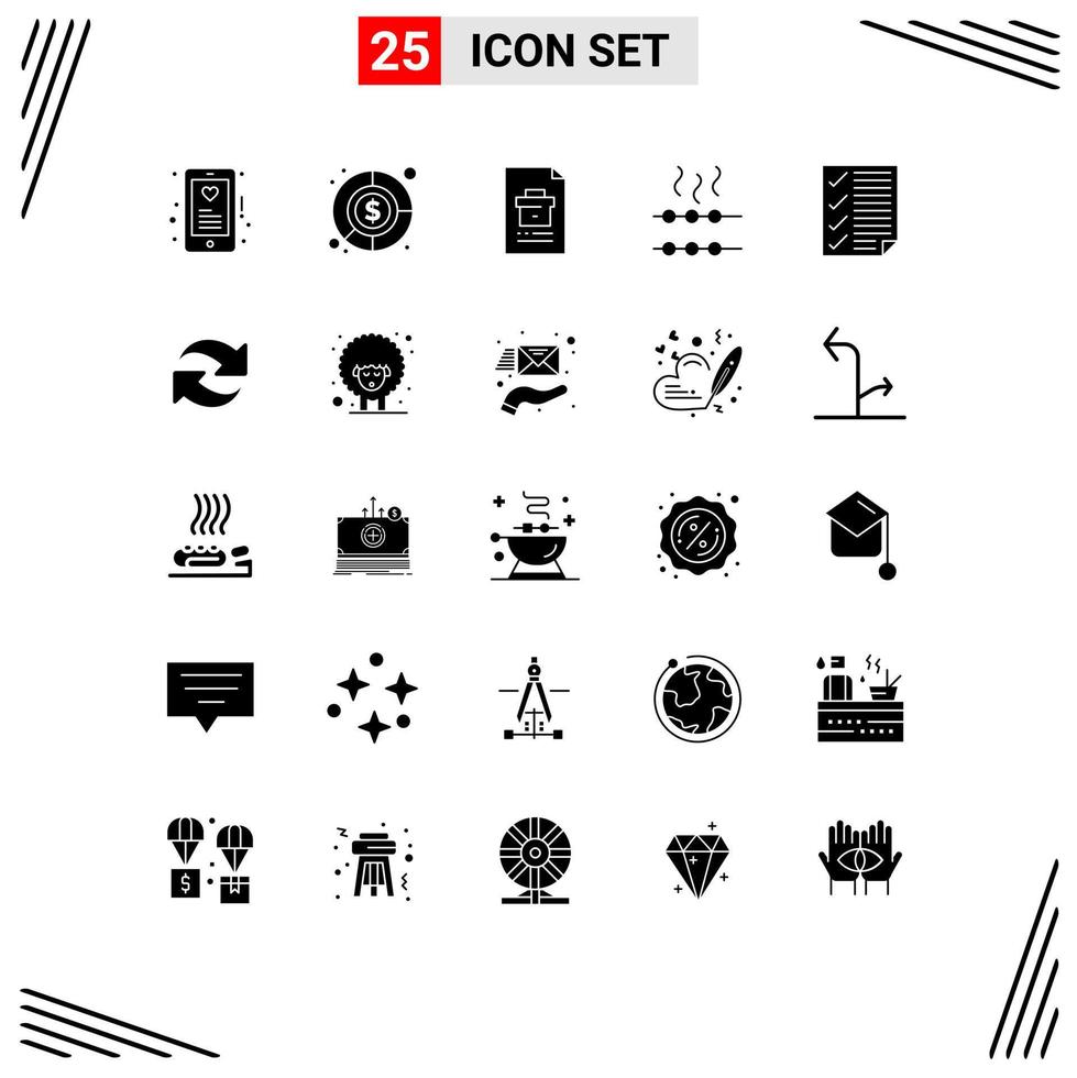 satz von 25 modernen ui-symbolen symbole zeichen für dokumentenprüfung corporate marshmallow food editierbare vektordesignelemente vektor