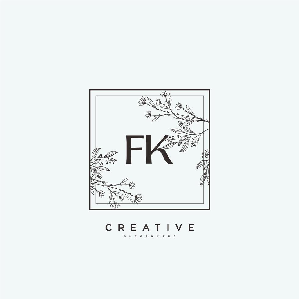 fk Beauty-Vektor-Anfangslogokunst, Handschriftlogo der Anfangsunterschrift, Hochzeit, Mode, Schmuck, Boutique, Blumen und Pflanzen mit kreativer Vorlage für jedes Unternehmen oder Geschäft. vektor