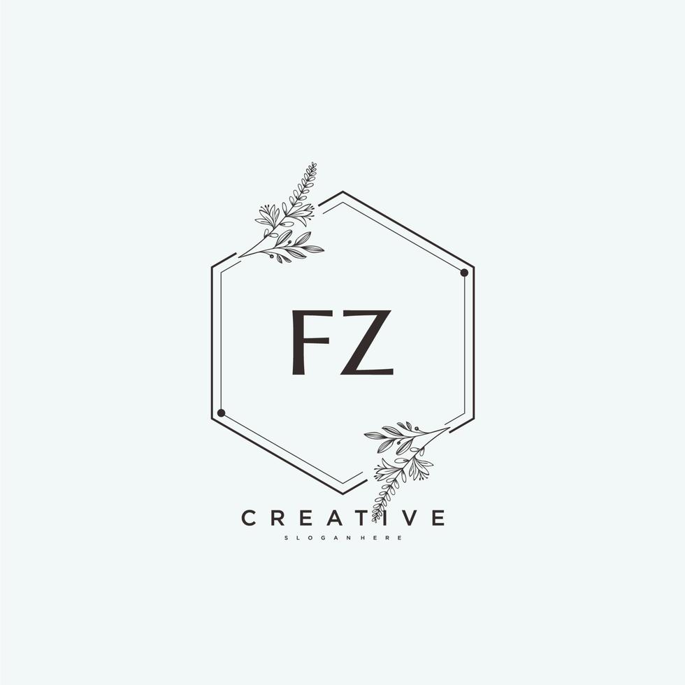 F Z skönhet vektor första logotyp konst, handstil logotyp av första signatur, bröllop, mode, smycken, boutique, blommig och botanisk med kreativ mall för några företag eller företag.