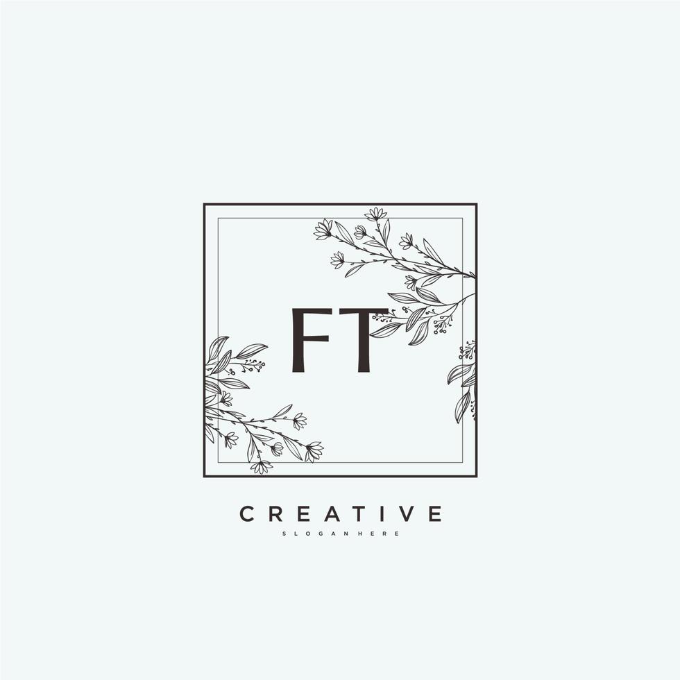 ft Beauty Vector Initial Logo Art, Handschrift Logo der Erstunterschrift, Hochzeit, Mode, Schmuck, Boutique, Blumen und Pflanzen mit kreativer Vorlage für jedes Unternehmen oder Geschäft.