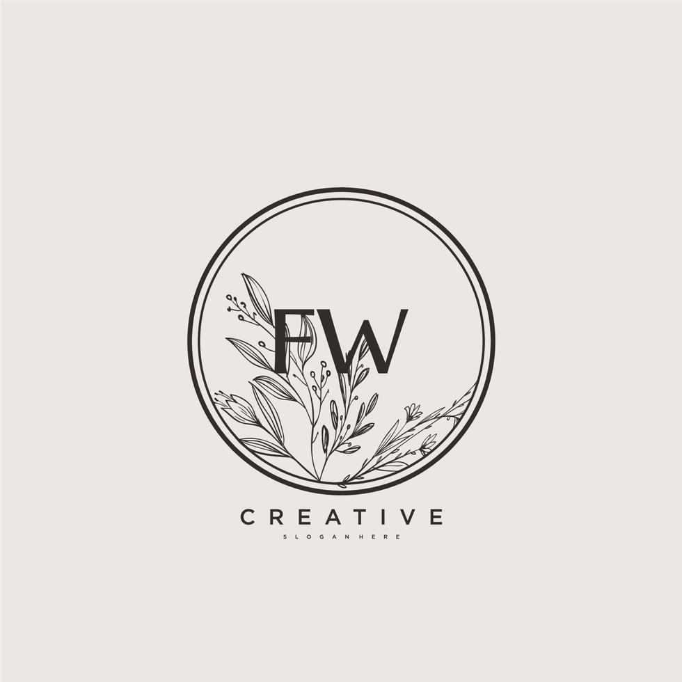 fw Beauty Vector Initial Logo Art, Handschrift Logo der Erstunterschrift, Hochzeit, Mode, Schmuck, Boutique, floral und botanisch mit kreativer Vorlage für jedes Unternehmen oder Geschäft.