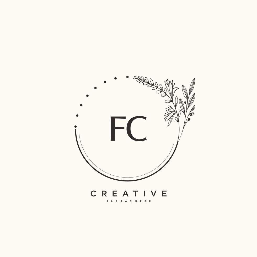 fc Beauty Vector Initial Logo Art, Handschrift Logo der Erstunterschrift, Hochzeit, Mode, Schmuck, Boutique, Blumen und Pflanzen mit kreativer Vorlage für jedes Unternehmen oder Geschäft.