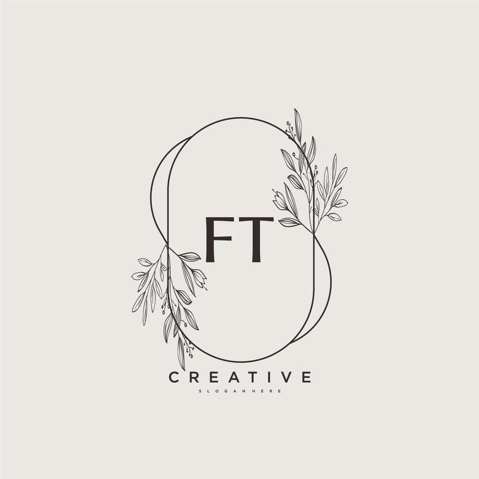 ft Beauty Vector Initial Logo Art, Handschrift Logo der Erstunterschrift, Hochzeit, Mode, Schmuck, Boutique, Blumen und Pflanzen mit kreativer Vorlage für jedes Unternehmen oder Geschäft.