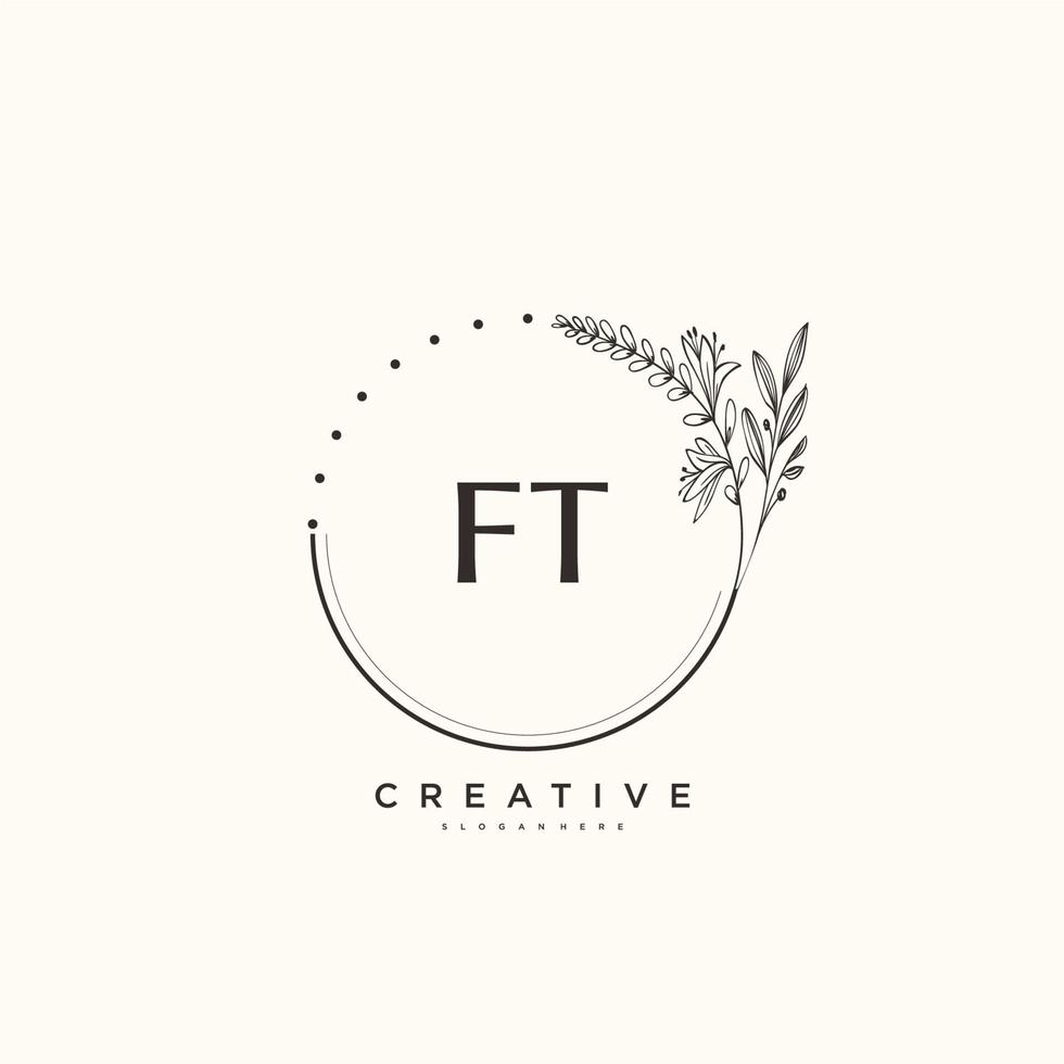 ft Beauty Vector Initial Logo Art, Handschrift Logo der Erstunterschrift, Hochzeit, Mode, Schmuck, Boutique, Blumen und Pflanzen mit kreativer Vorlage für jedes Unternehmen oder Geschäft.