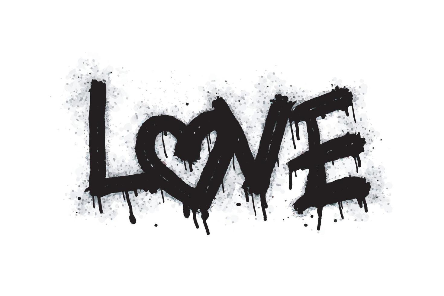 das wort love graffiti ist schwarz auf weiß gesprüht vektor