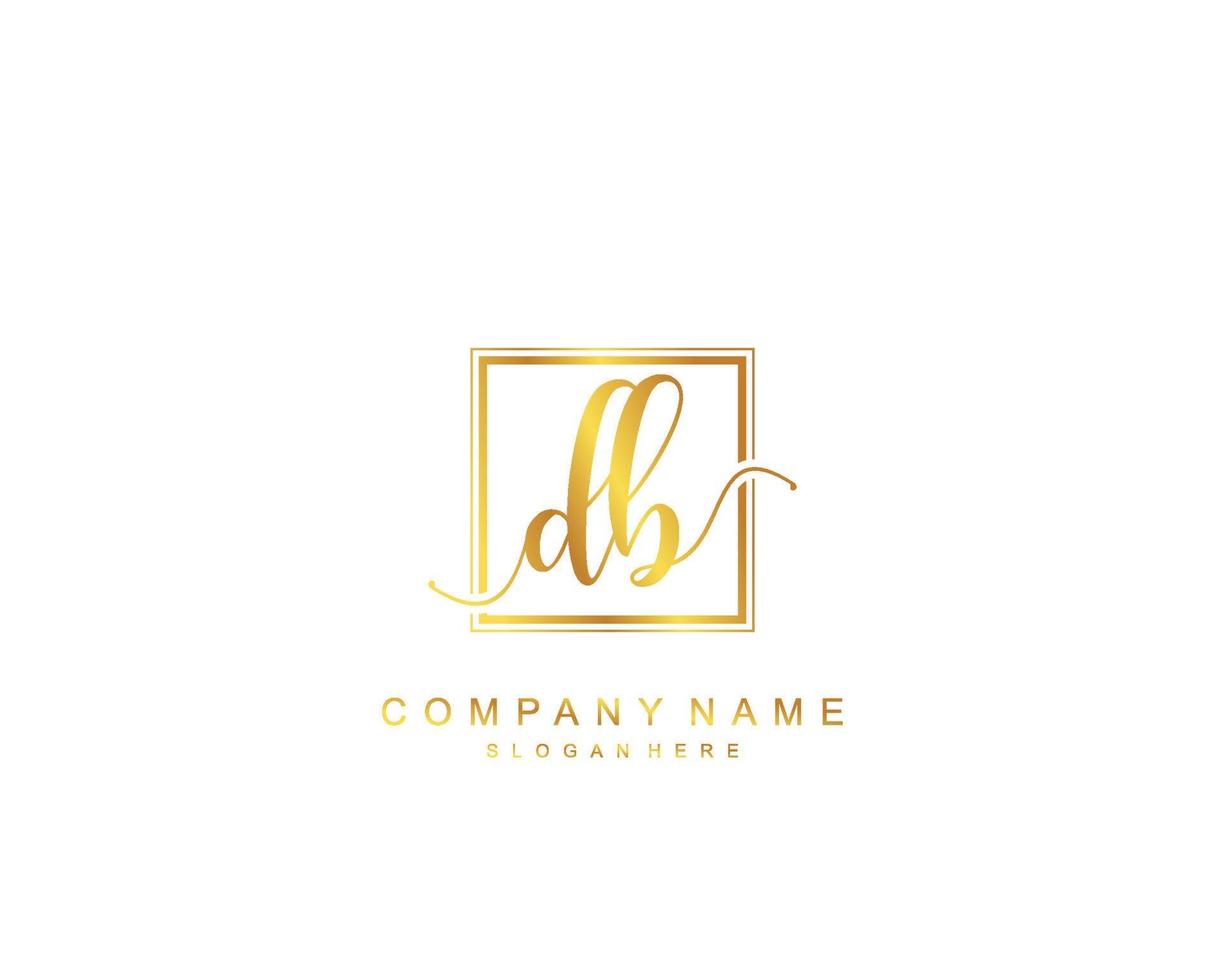 första db skönhet monogram och elegant logotyp design, handstil logotyp av första signatur, bröllop, mode, blommig och botanisk med kreativ mall. vektor