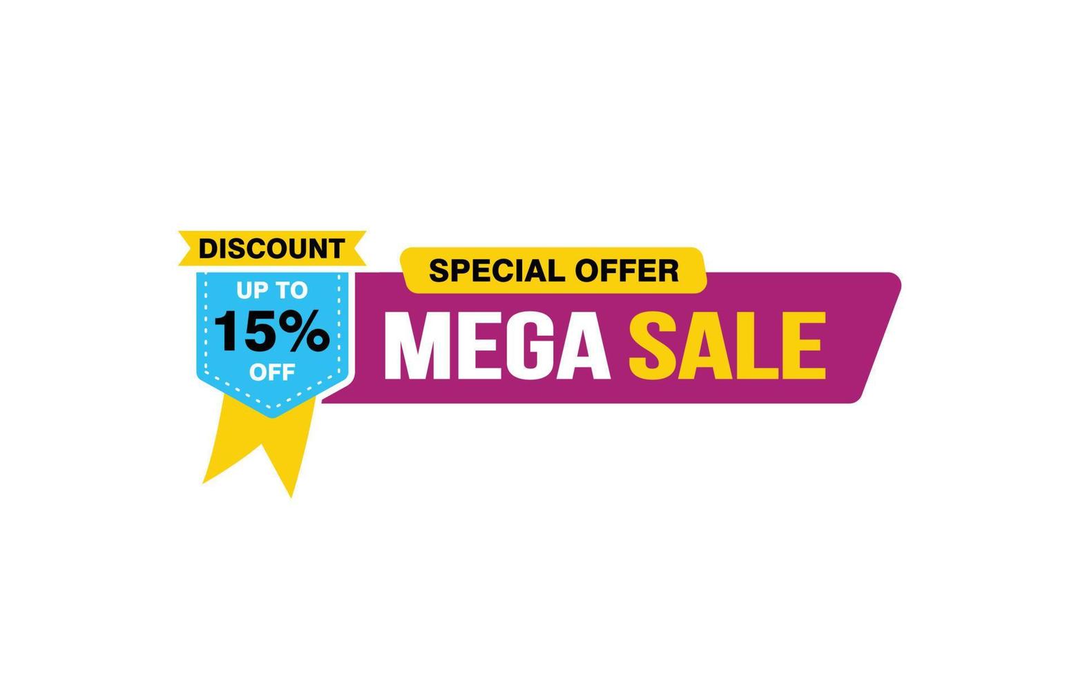 15 Prozent Mega-Sale-Angebot, Räumung, Werbebanner-Layout mit Aufkleberstil. vektor