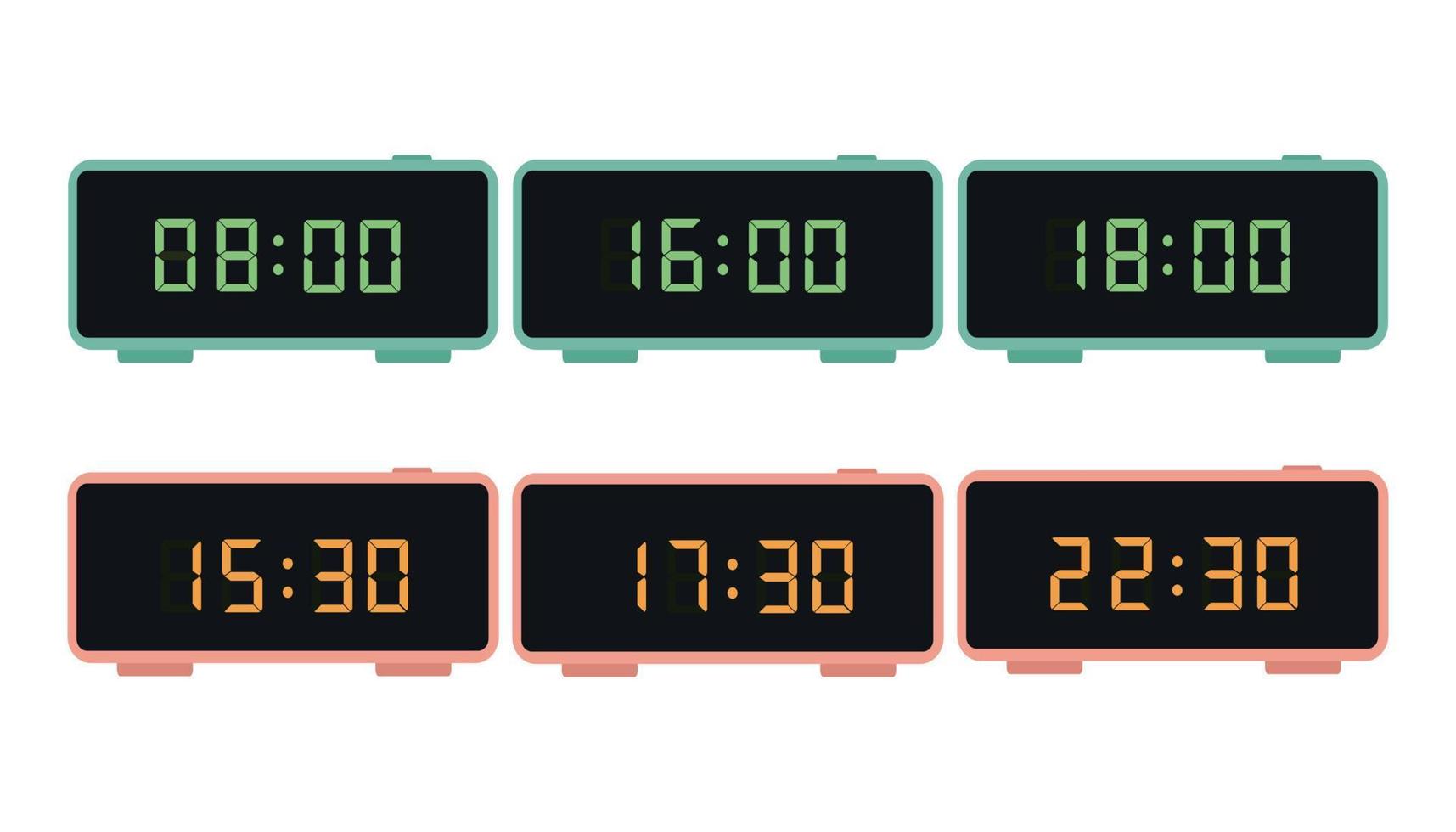 en uppsättning av digital klockor. elektronisk tal. vektor illustration