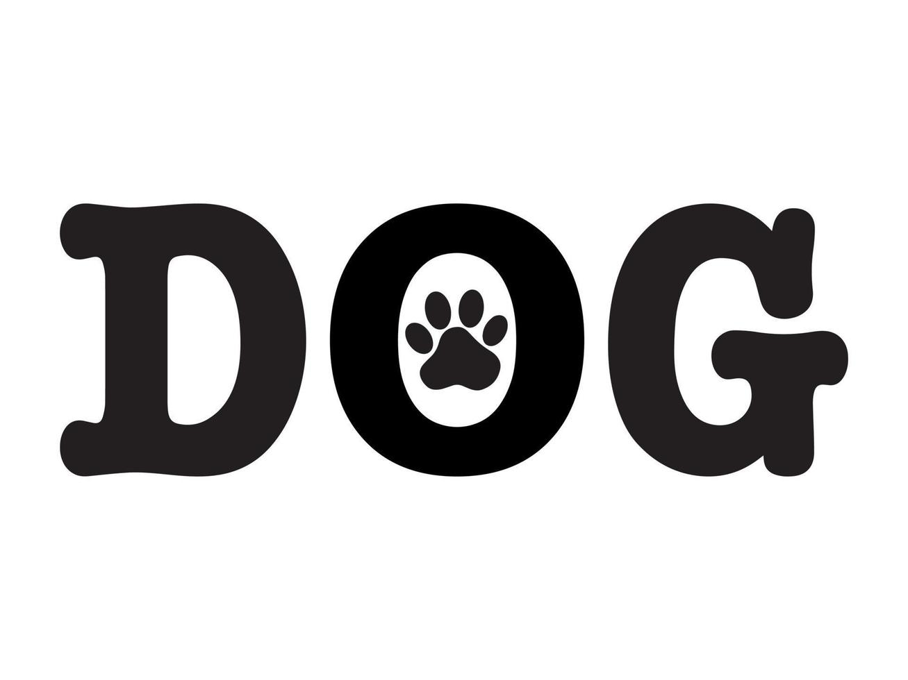 en text hund med ett djur- Tass skriva ut. de spår av en sällskapsdjur i de ord hund. minimalistisk vektor logotyp för sällskapsdjur, redo för de internet och utskrift.