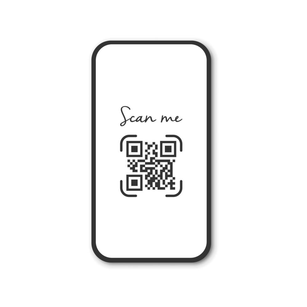 realistisches smartphone mit qr-code-scanner. Scan mich. vektor