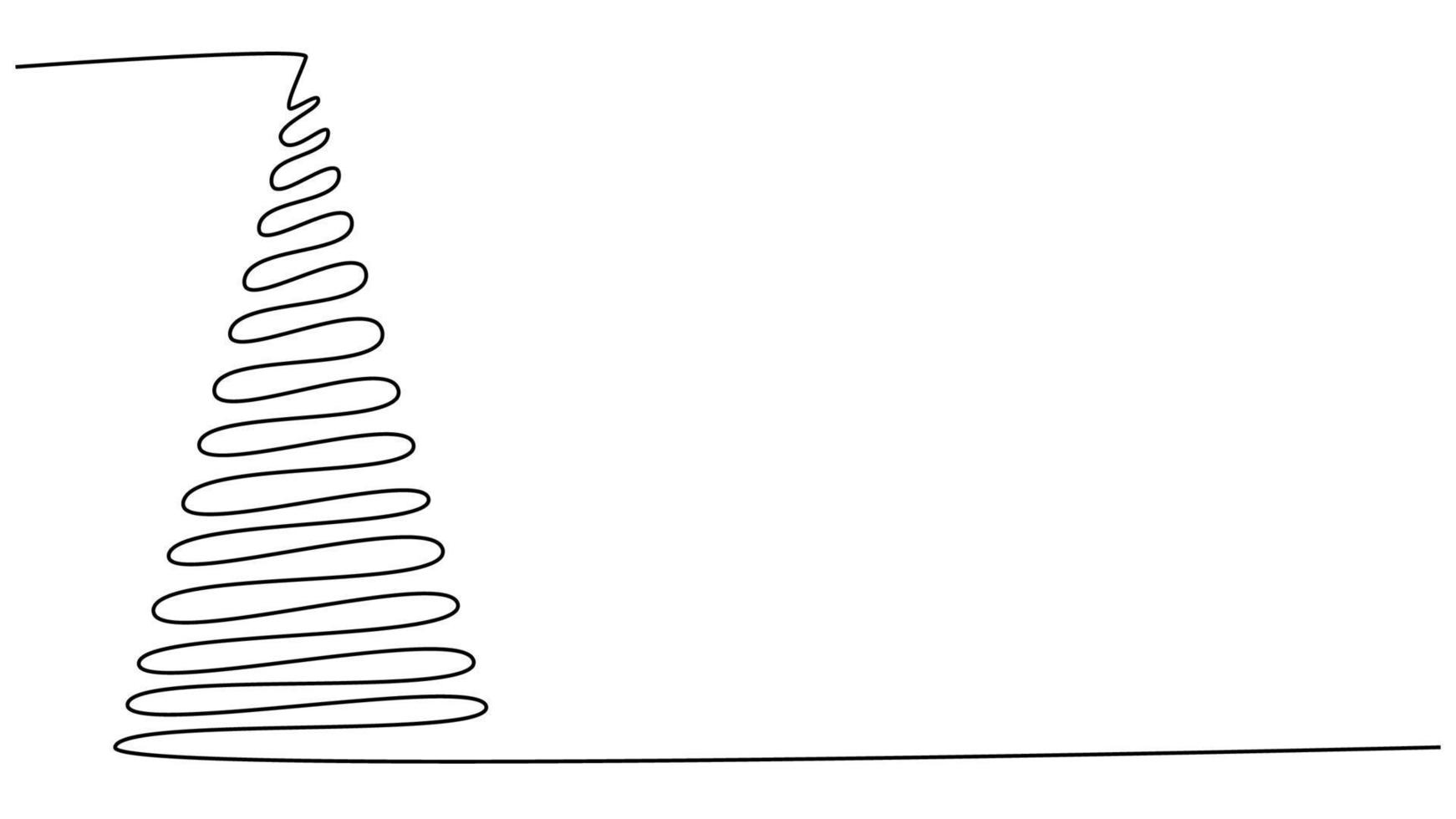 kontinuerlig linje teckning av natur träd jul illustration. vektor