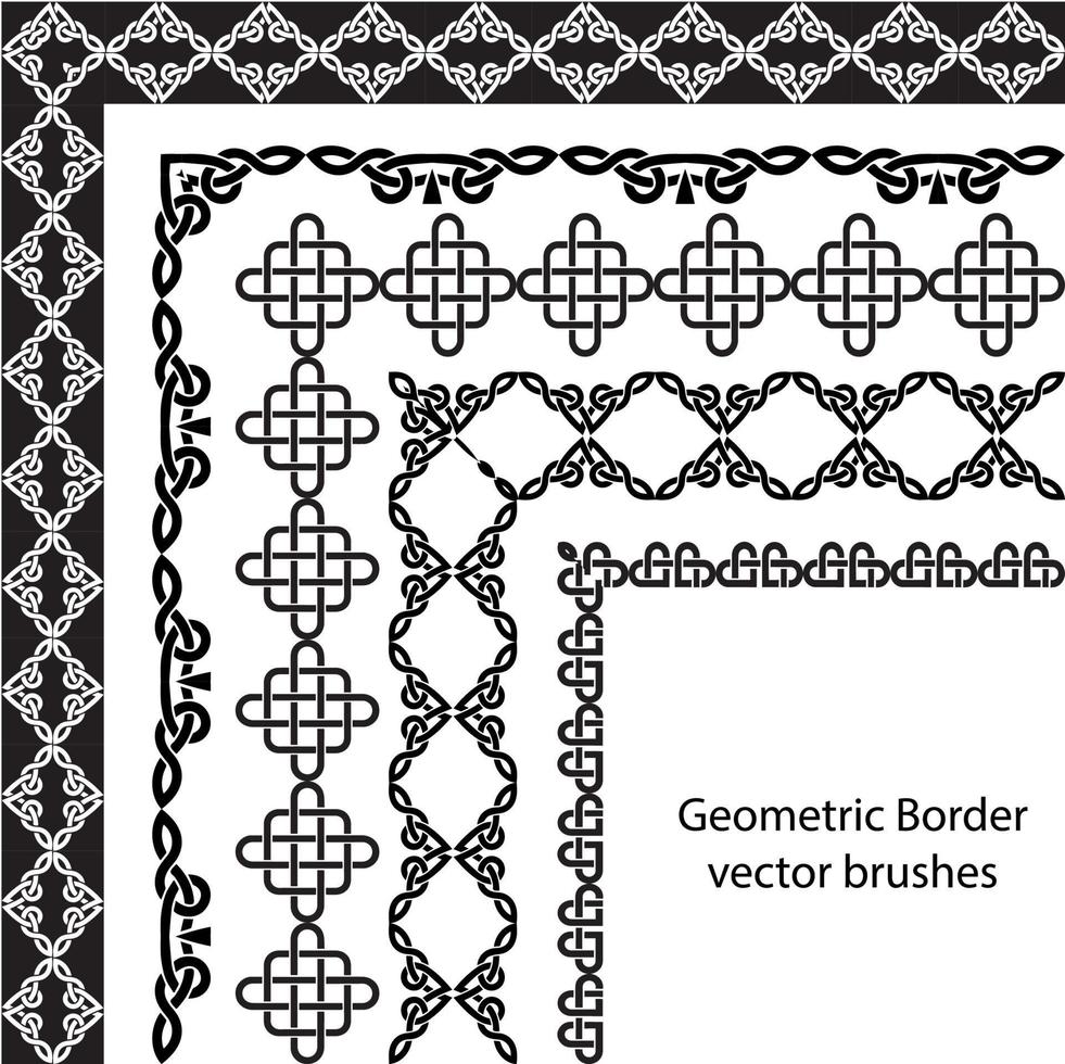 gräns vektor mönster borsta uppsättning i sömlös celtic och geometrisk element