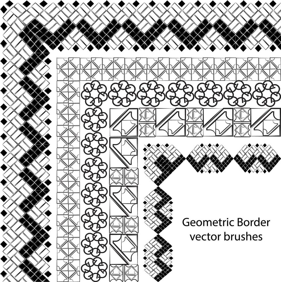 gräns vektor mönster borsta uppsättning i sömlös celtic och geometrisk element