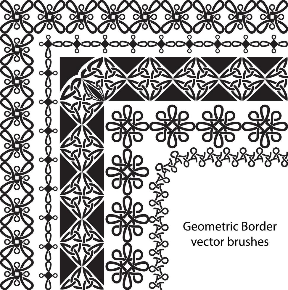 gräns vektor mönster borsta uppsättning i sömlös celtic och geometrisk element