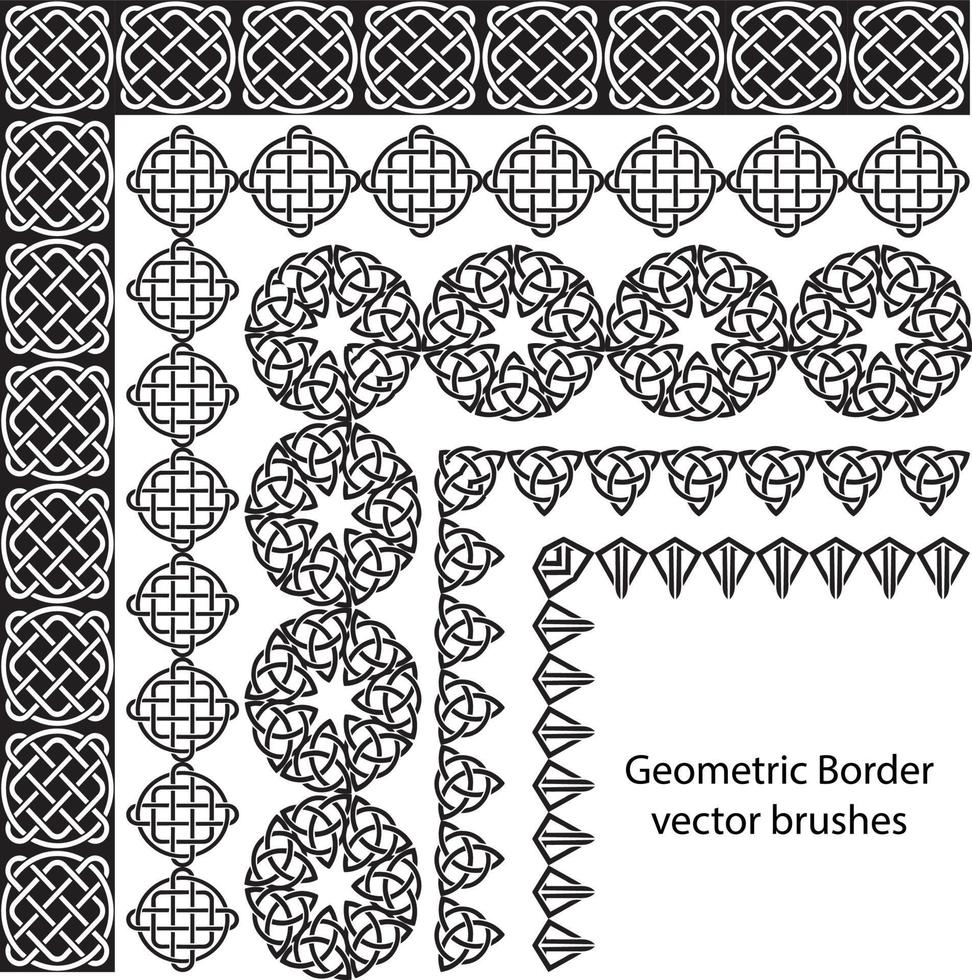 Grenzvektormusterpinselsatz in nahtlosen keltischen und geometrischen Elementen vektor