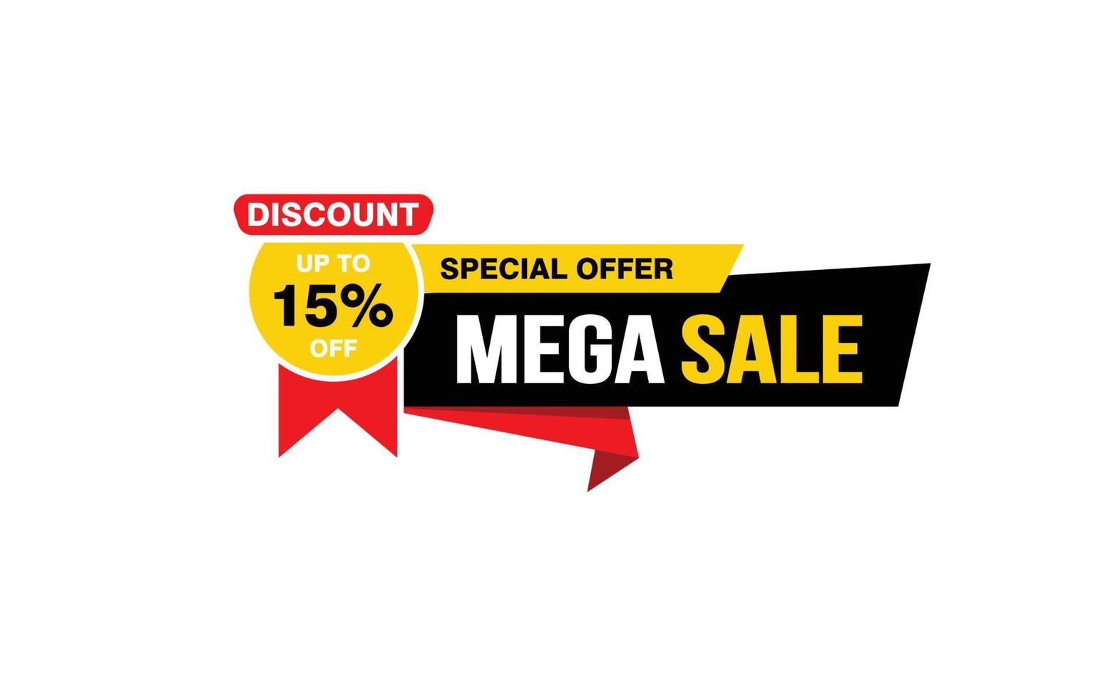 15 Prozent Mega-Sale-Angebot, Räumung, Werbebanner-Layout mit Aufkleberstil. vektor
