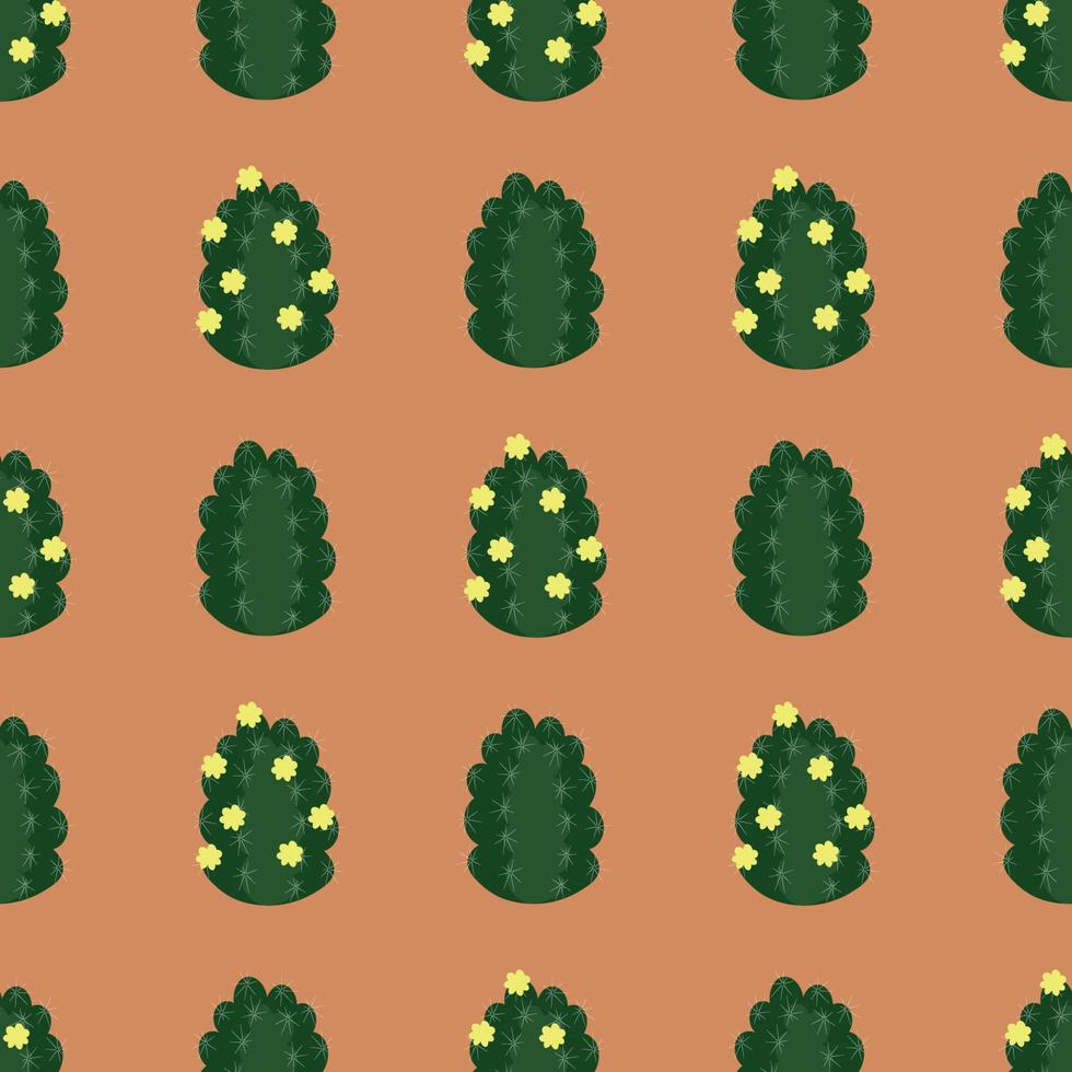 Vektor Musterdesign mit Kakteen. Wüstenpflanzen, blühende Sukkulenten. Textur mit grünem Kaktus.