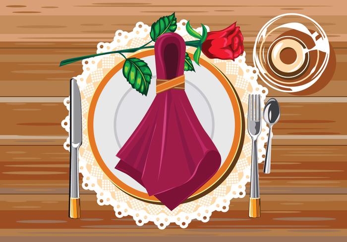 Braun Tisch weiss Restaurant Serviette mit Messer, Gabel und Serviette vektor