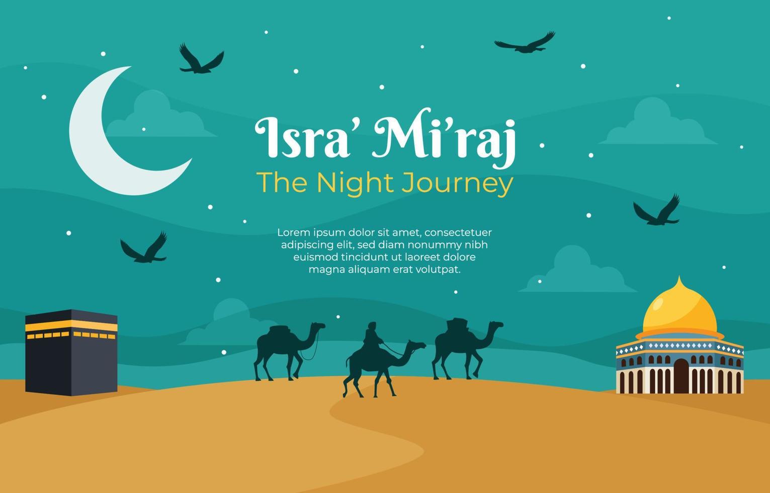 isra miraj die nacht reise hintergrund vektor