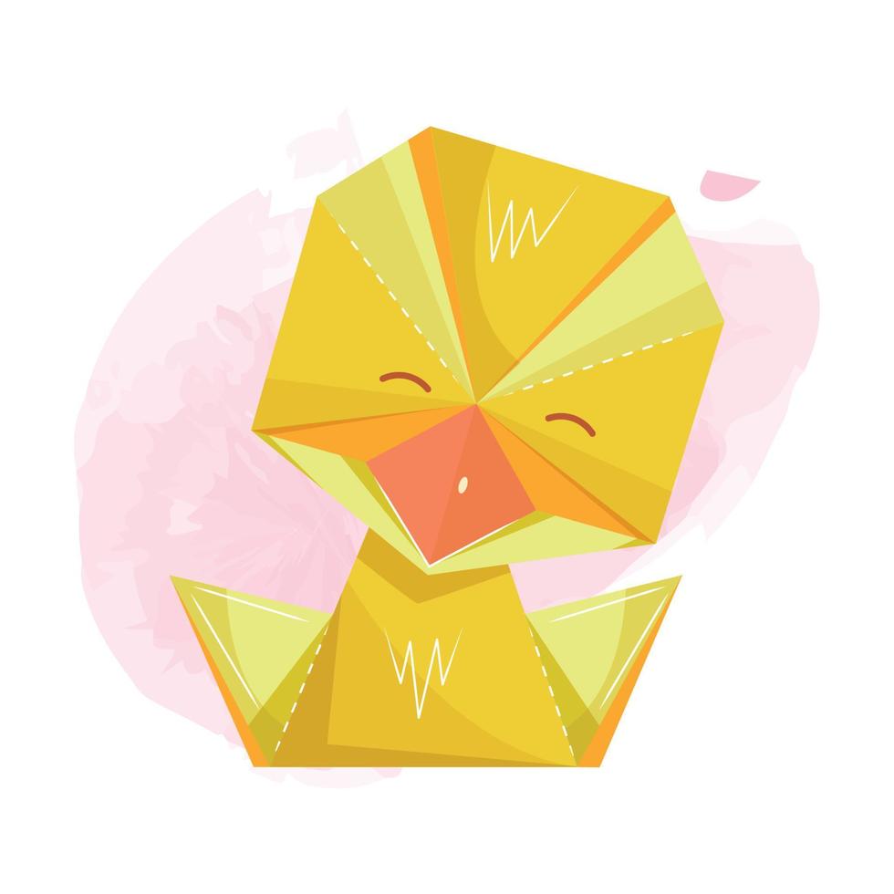 isolerat söt liten kyckling origami skiss ikon vektor illustration
